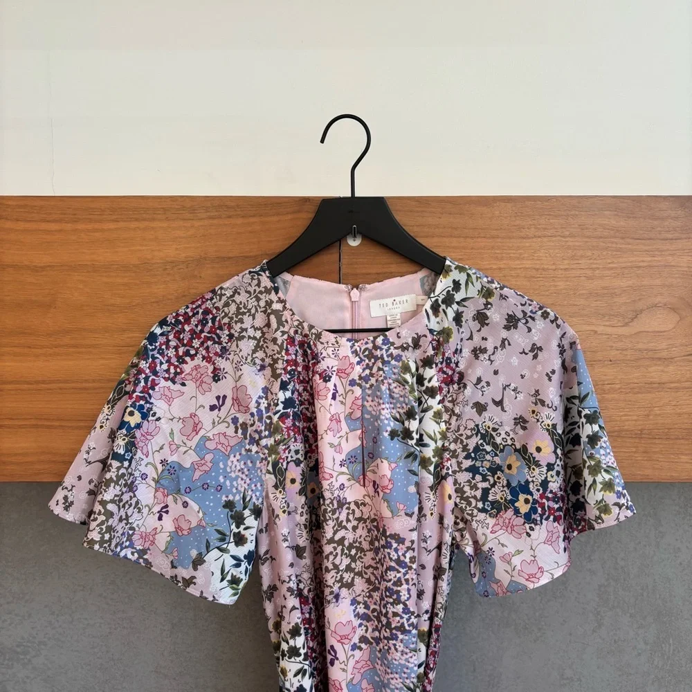 Ted Baker Lalu urban printed fluted hem mini dress, Size 2 - Picture 7 of 16